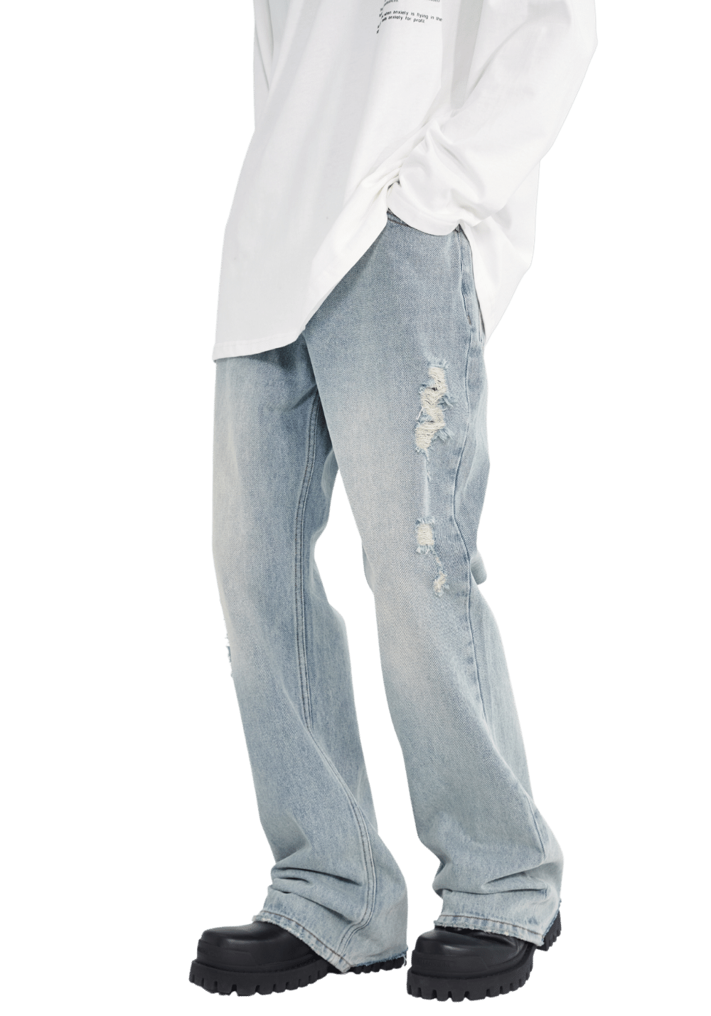 Distressed Washed Denim Jeans